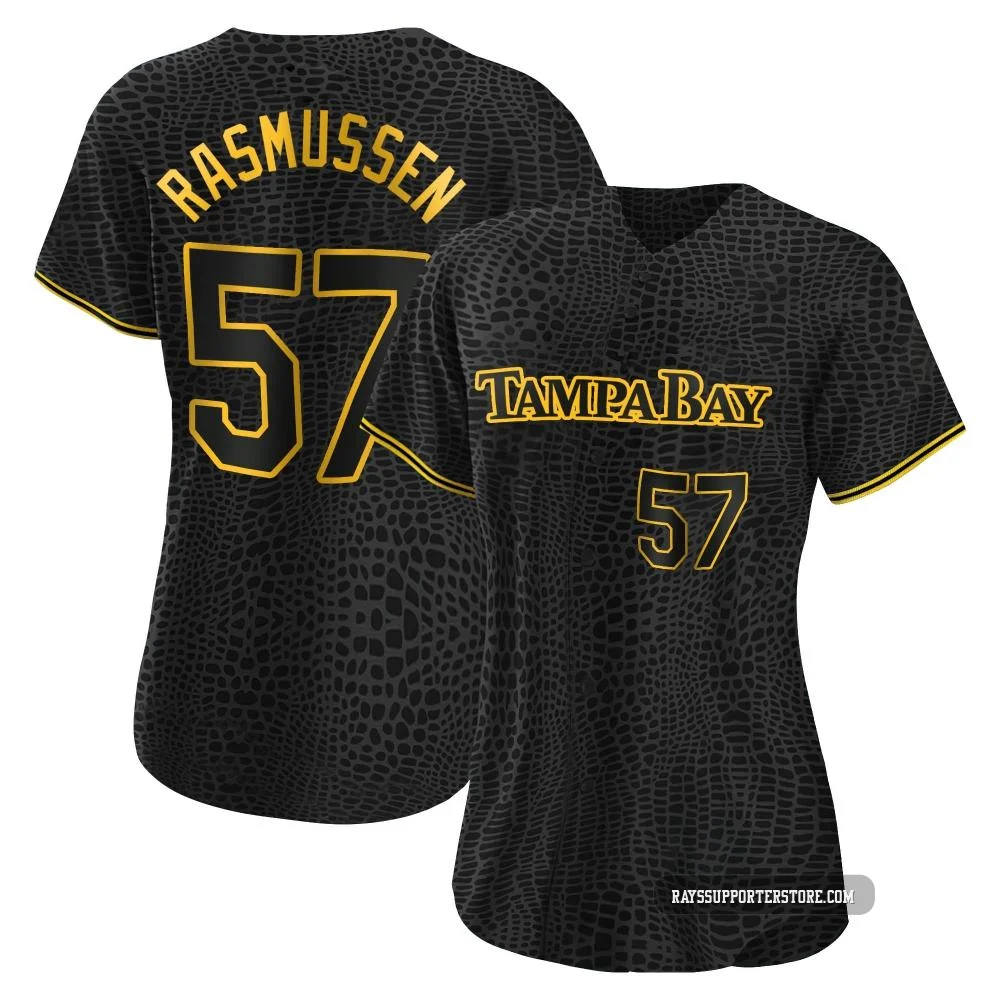 Tampa Bay Rays ＃57 Drew Rasmussen Women's Authentic Snake Skin City Jersey - Black