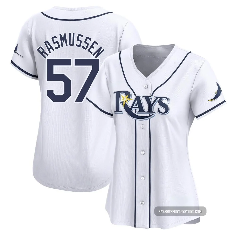 Tampa Bay Rays ＃57 Drew Rasmussen Women's Limited Home Jersey - White