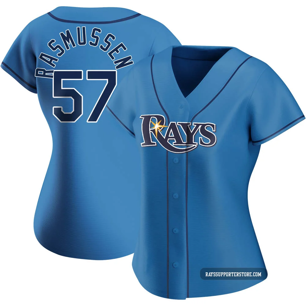 Tampa Bay Rays ＃57 Drew Rasmussen Women's Replica Alternate Jersey - Light Blue
