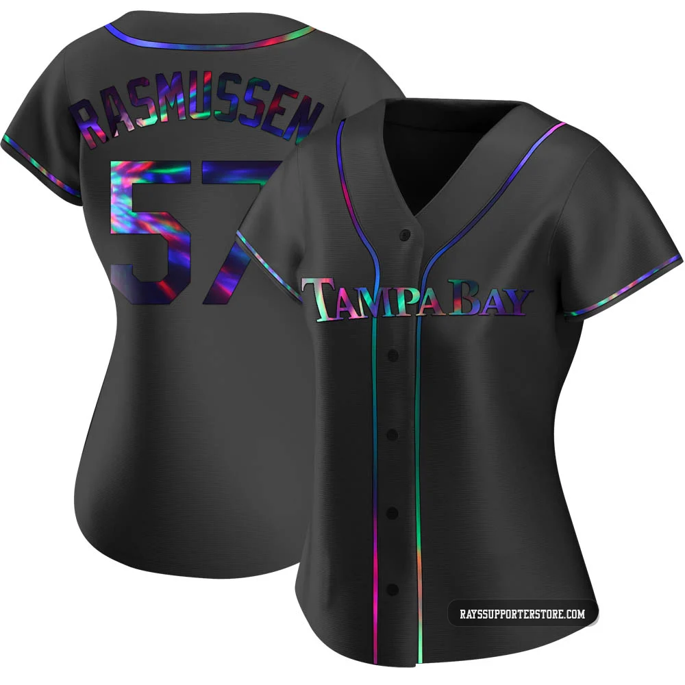 Tampa Bay Rays ＃57 Drew Rasmussen Women's Replica Holographic Alternate Jersey - Black