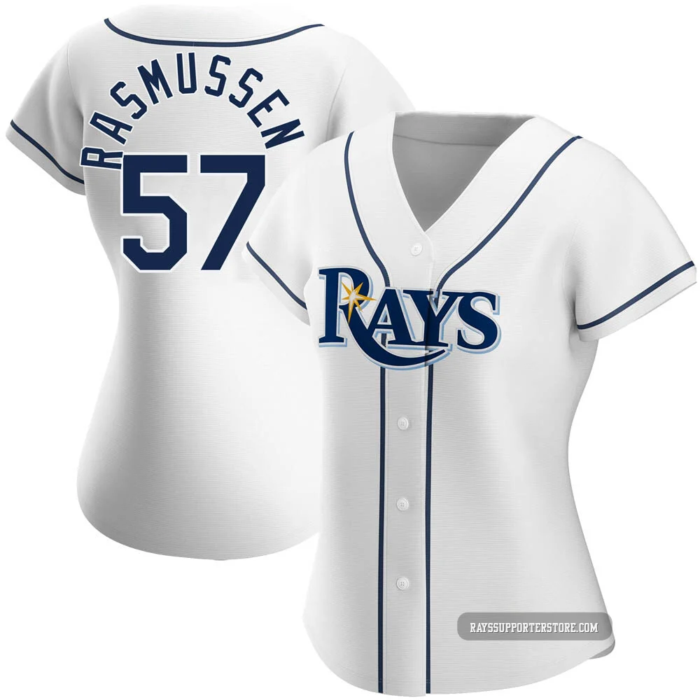 Tampa Bay Rays ＃57 Drew Rasmussen Women's Replica Home Jersey - White