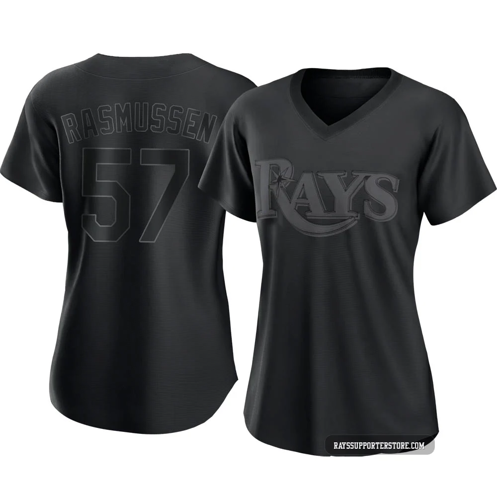 Tampa Bay Rays ＃57 Drew Rasmussen Women's Replica Pitch Fashion Jersey - Black