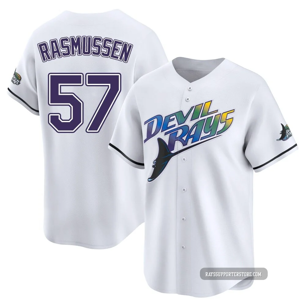 Tampa Bay Rays ＃57 Drew Rasmussen Youth Limited Throwback Cooperstown Jersey - White