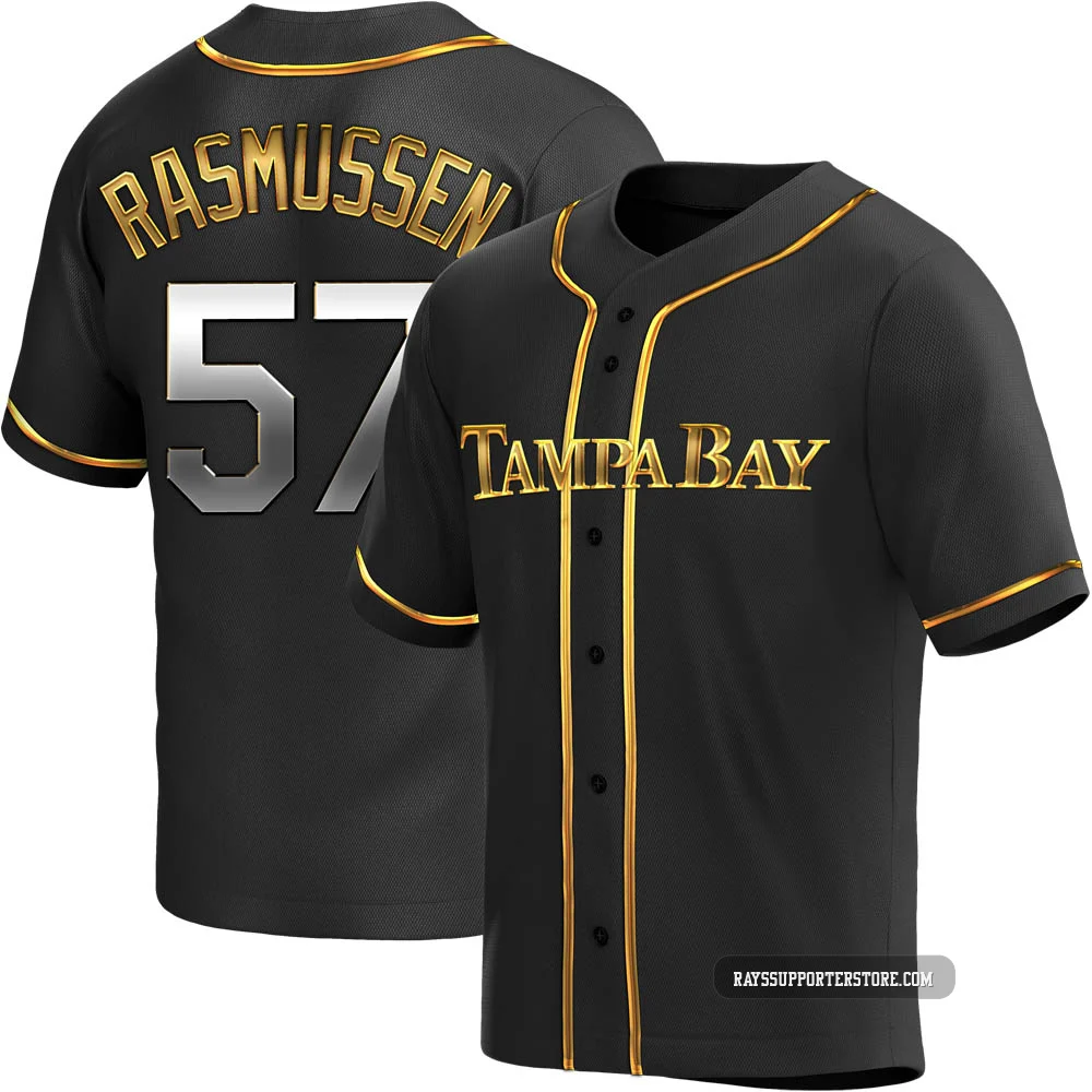 Tampa Bay Rays ＃57 Drew Rasmussen Youth Replica Black en Alternate Jersey - Gold