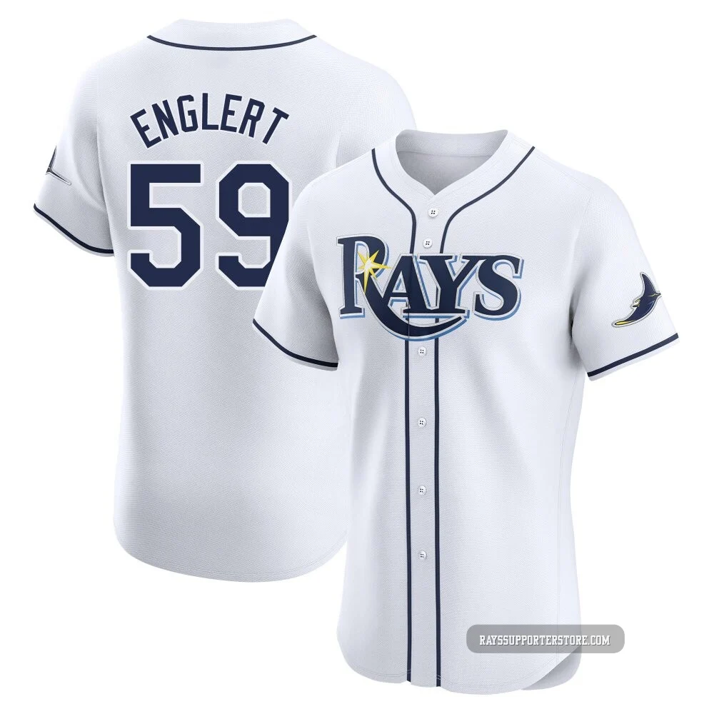 Tampa Bay Rays ＃59 Mason Englert Men's Elite Home Jersey - White