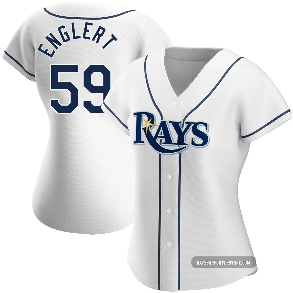 Tampa Bay Rays ＃59 Mason Englert Women's Replica Home Jersey - White