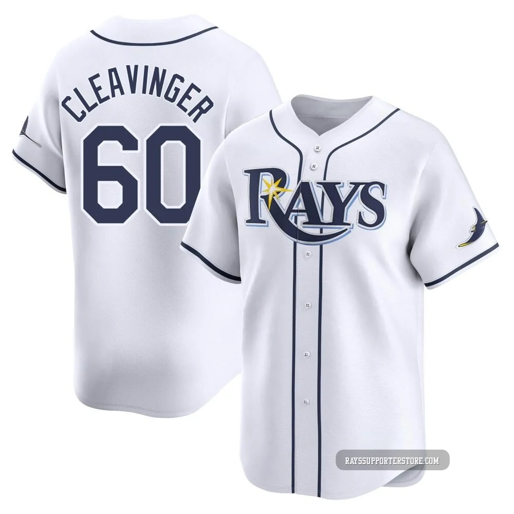 Tampa Bay Rays ＃60 Garrett Cleavinger Men's Limited Home Jersey - White