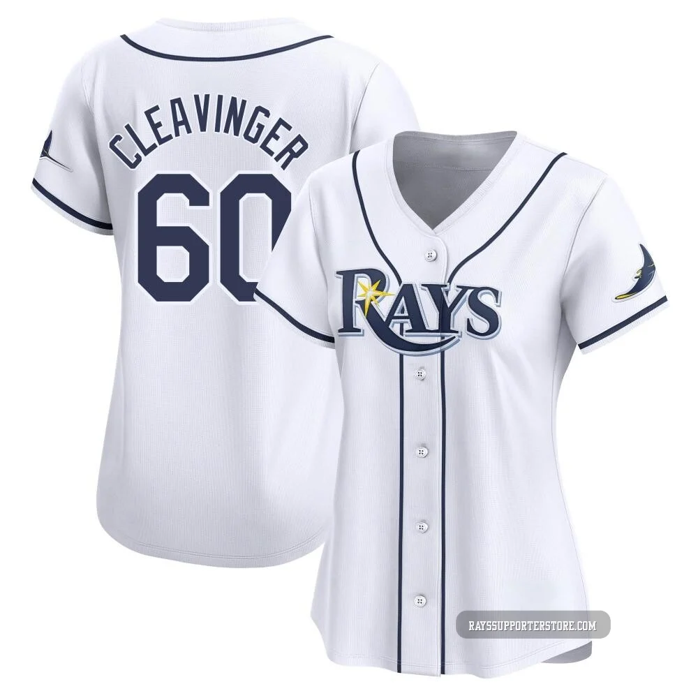 Tampa Bay Rays ＃60 Garrett Cleavinger Women's Limited Home Jersey - White