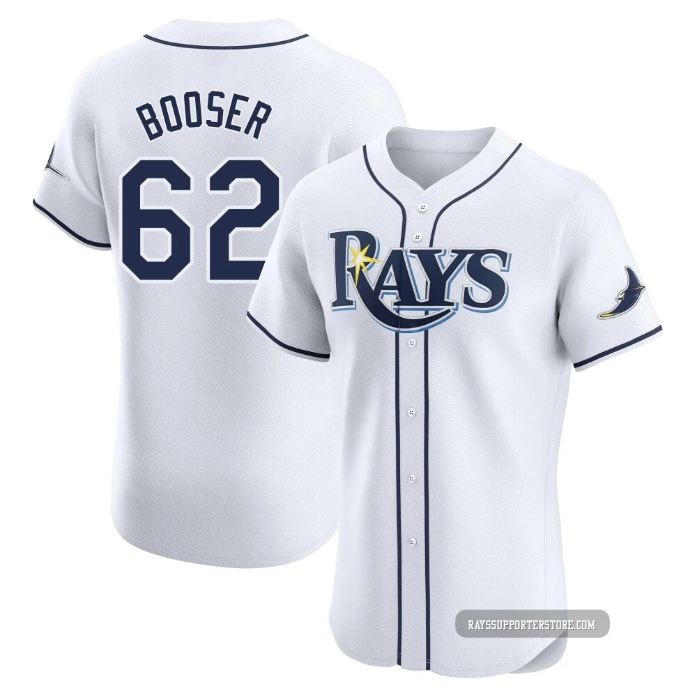 Tampa Bay Rays ＃62 Cam Booser Men's Elite Home Jersey - White