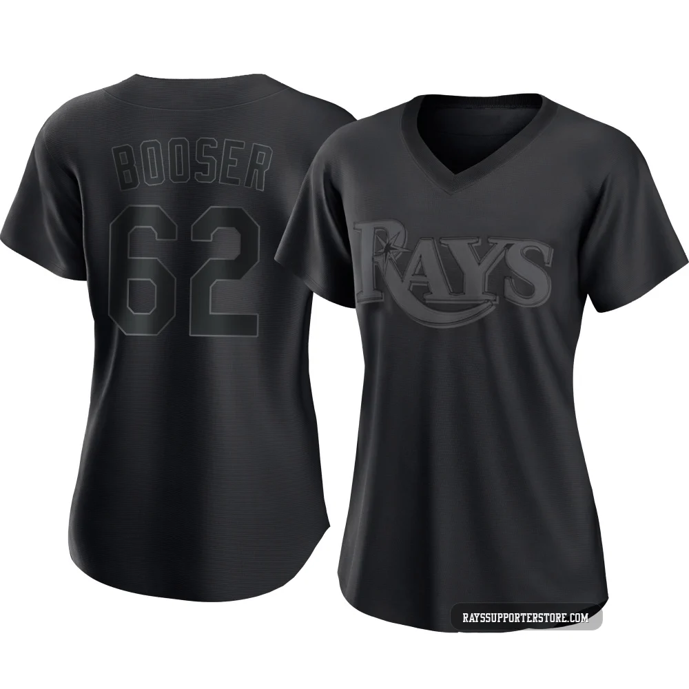 Tampa Bay Rays ＃62 Cam Booser Women's Authentic Pitch Fashion Jersey - Black
