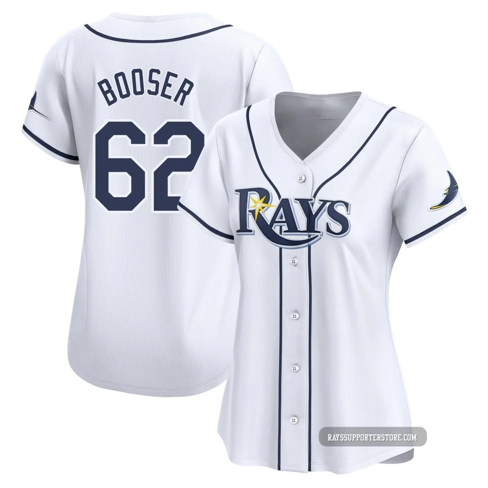 Tampa Bay Rays ＃62 Cam Booser Women's Limited Home Jersey - White