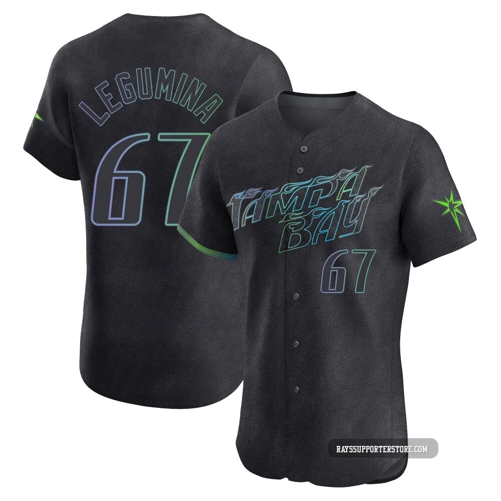 Tampa Bay Rays ＃67 Casey Legumina Men's Elite 2024 City Connect Jersey - Charcoal