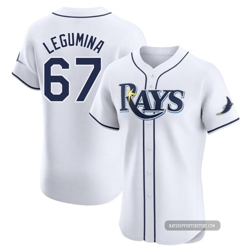 Tampa Bay Rays ＃67 Casey Legumina Men's Elite Home Jersey - White