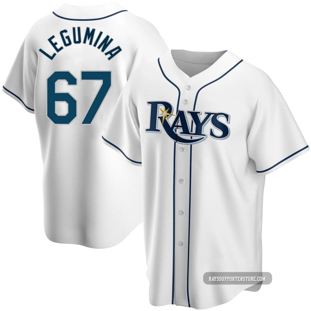 Tampa Bay Rays ＃67 Casey Legumina Men's Replica Home Jersey - White