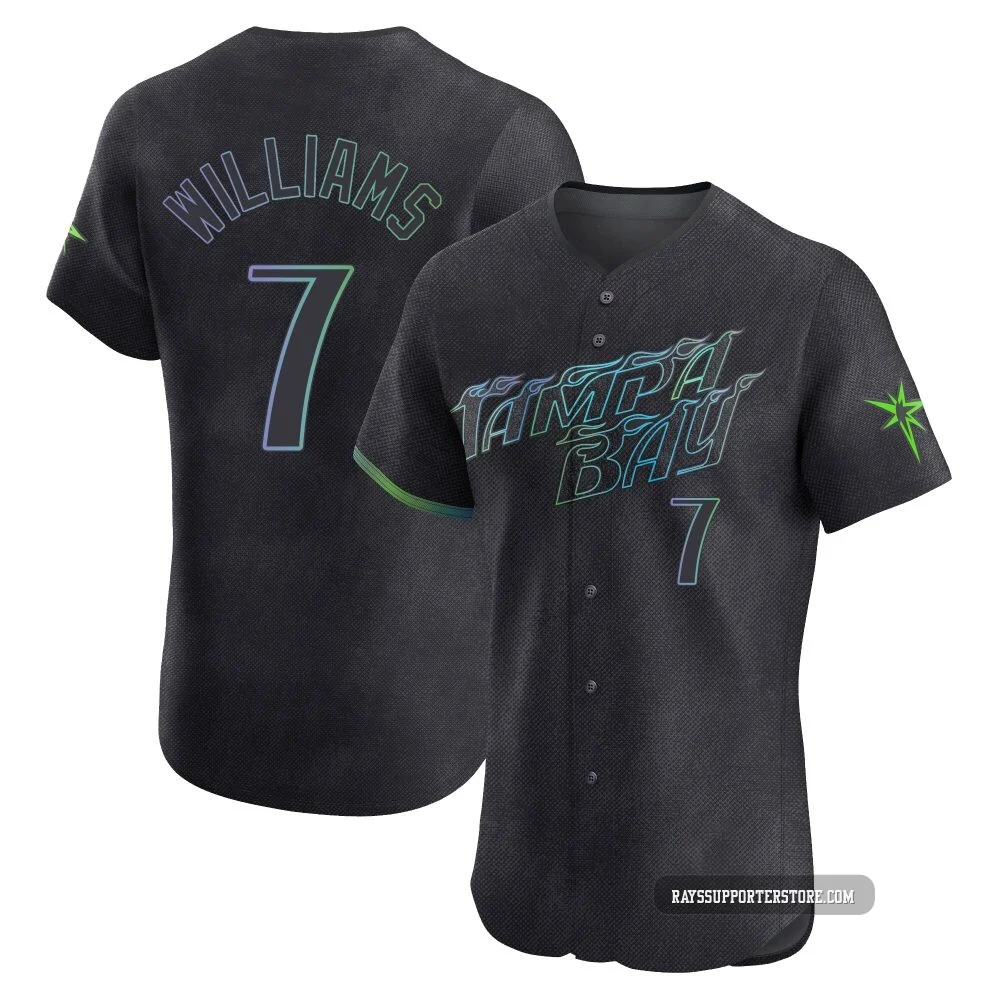 Tampa Bay Rays ＃7 Carson Williams Men's Elite 2024 City Connect Jersey - Charcoal