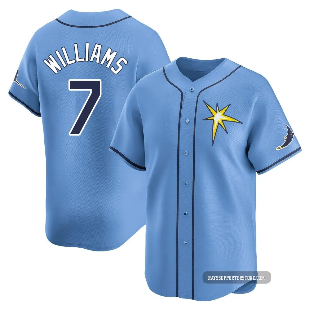 Tampa Bay Rays ＃7 Carson Williams Men's Limited Alternate Jersey - Light Blue