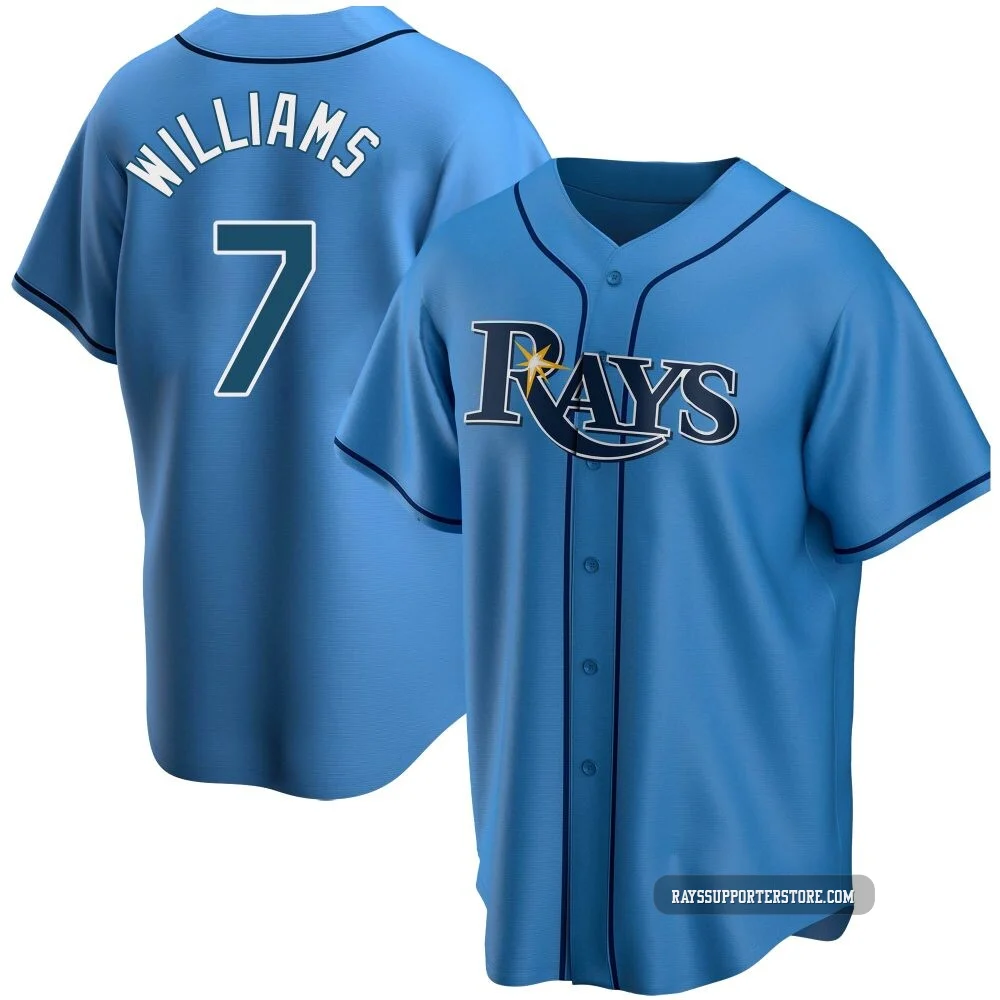 Tampa Bay Rays ＃7 Carson Williams Men's Replica Alternate Jersey - Light Blue