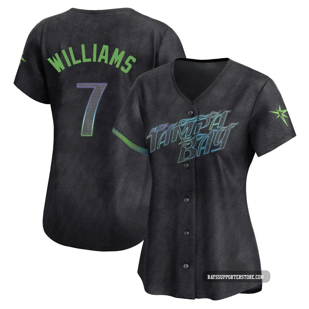 Tampa Bay Rays ＃7 Carson Williams Women's Limited 2024 City Connect Jersey - Charcoal