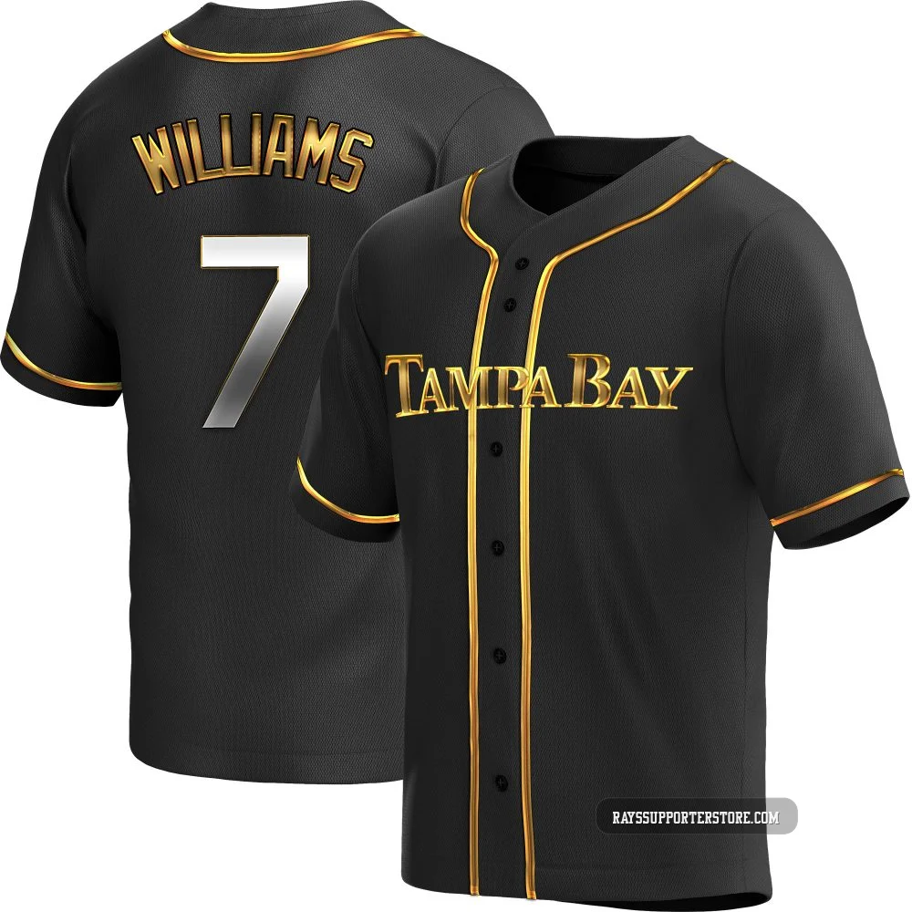 Tampa Bay Rays ＃7 Carson Williams Youth Replica Black en Alternate Jersey - Gold