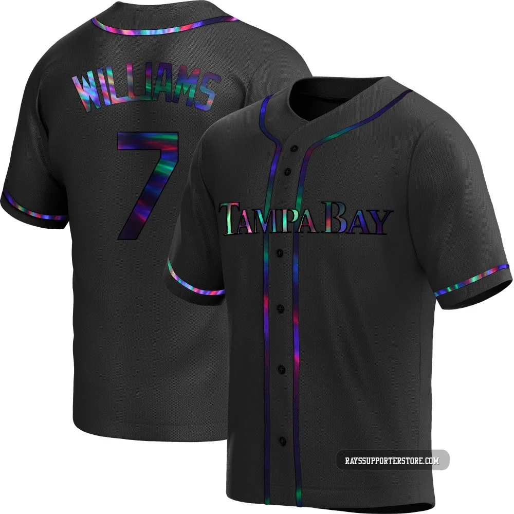 Tampa Bay Rays ＃7 Carson Williams Youth Replica Holographic Alternate Jersey - Black