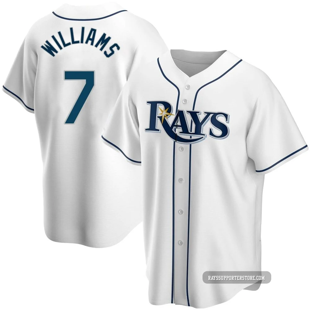 Tampa Bay Rays ＃7 Carson Williams Youth Replica Home Jersey - White