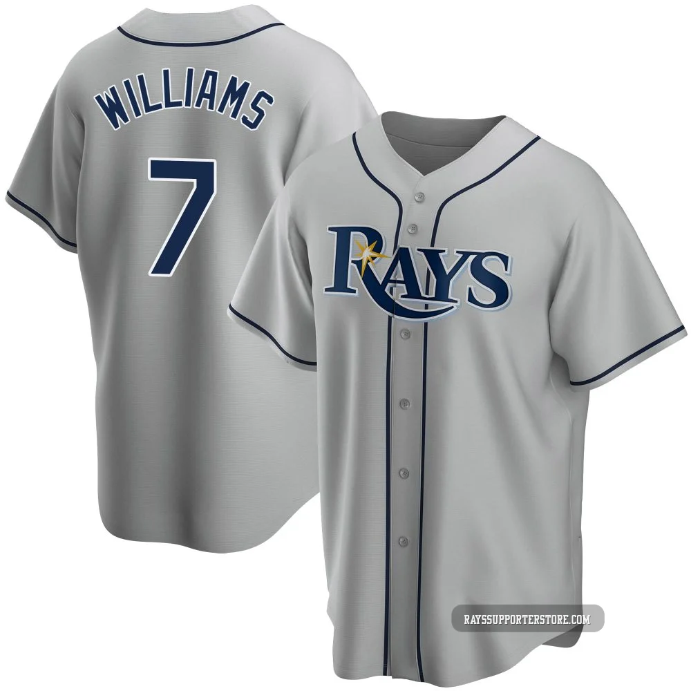 Tampa Bay Rays ＃7 Carson Williams Youth Replica Road Jersey - Gray