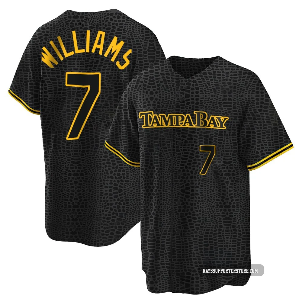 Tampa Bay Rays ＃7 Carson Williams Youth Replica Snake Skin City Jersey - Black