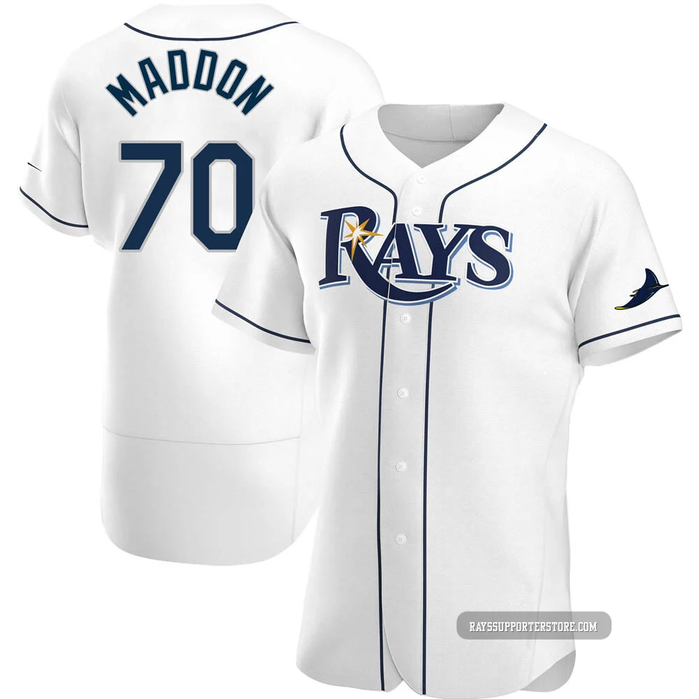 Tampa Bay Rays ＃70 Joe Maddon Men's Authentic Home Jersey - White