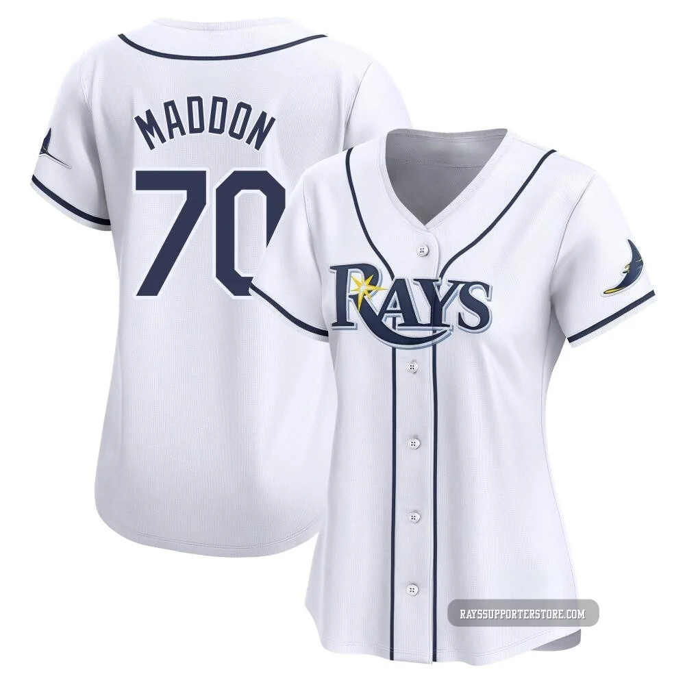 Tampa Bay Rays ＃70 Joe Maddon Women's Limited Home Jersey - White