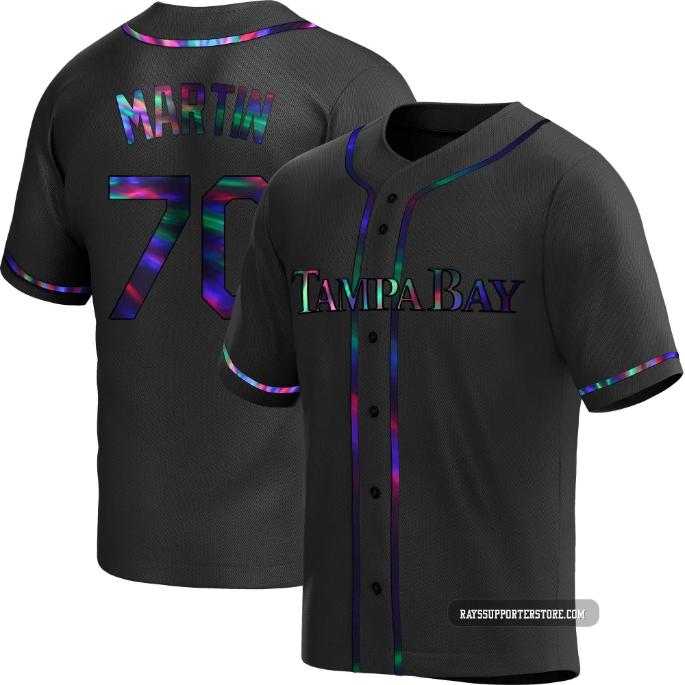 Tampa Bay Rays ＃70 Trevor Martin Men's Replica Holographic Alternate Jersey - Black