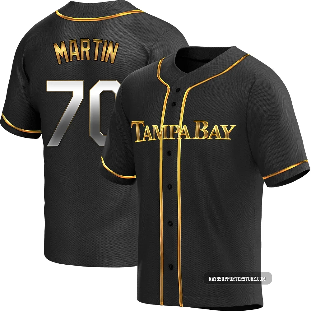 Tampa Bay Rays ＃70 Trevor Martin Youth Replica Black en Alternate Jersey - Gold