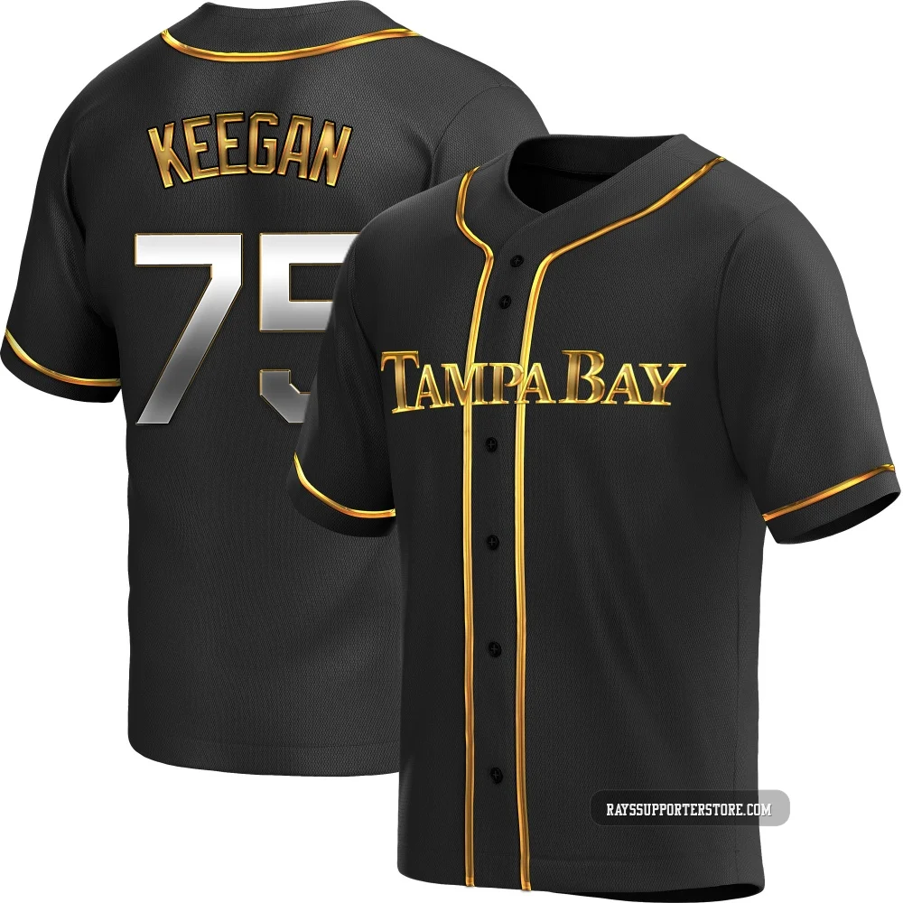 Tampa Bay Rays ＃75 Dominic Keegan Men's Replica Black en Alternate Jersey - Gold