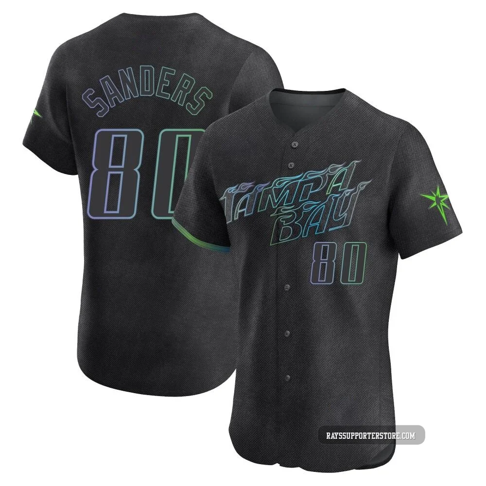 Tampa Bay Rays ＃80 Phoenix Sanders Men's Elite 2024 City Connect Jersey - Charcoal