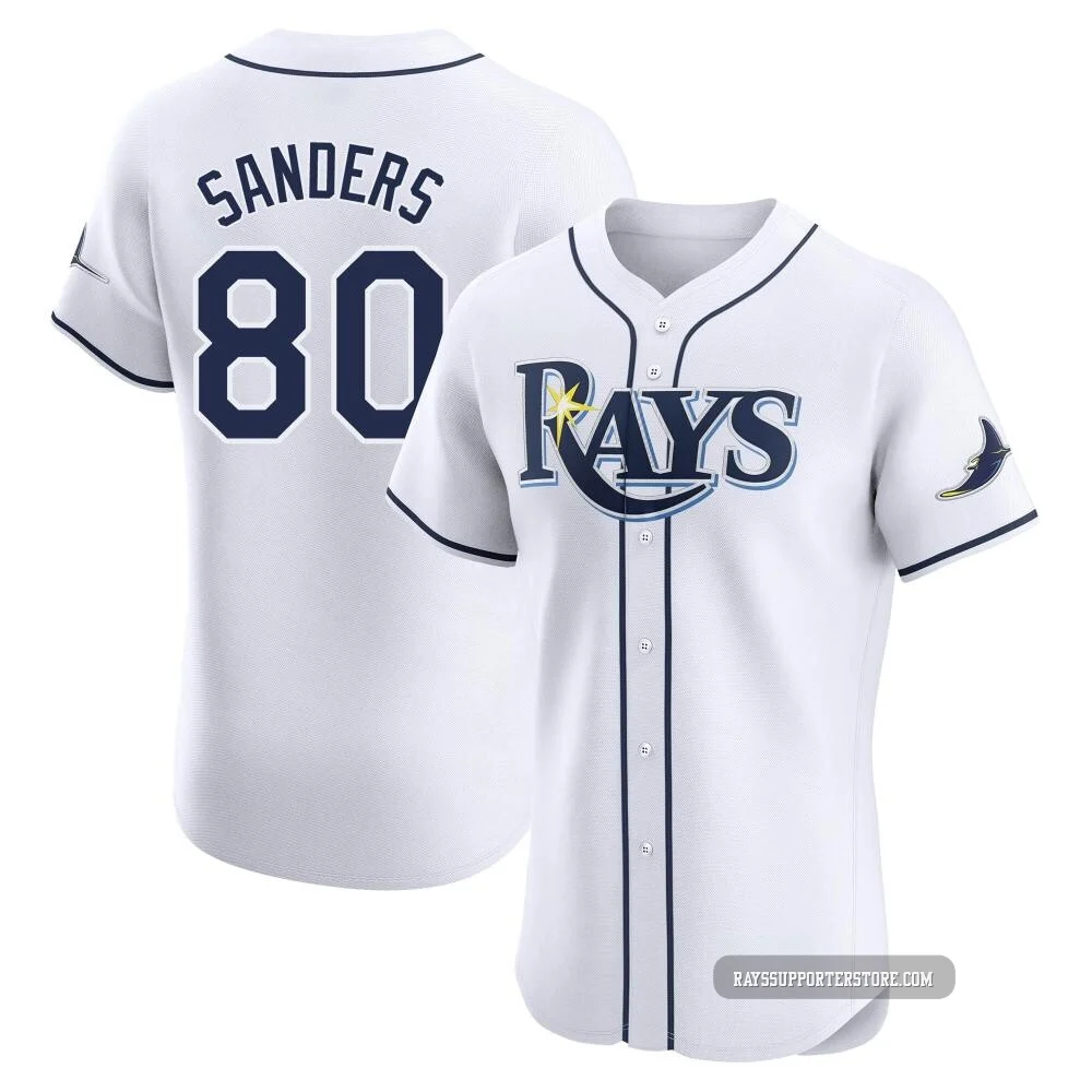 Tampa Bay Rays ＃80 Phoenix Sanders Men's Elite Home Jersey - White
