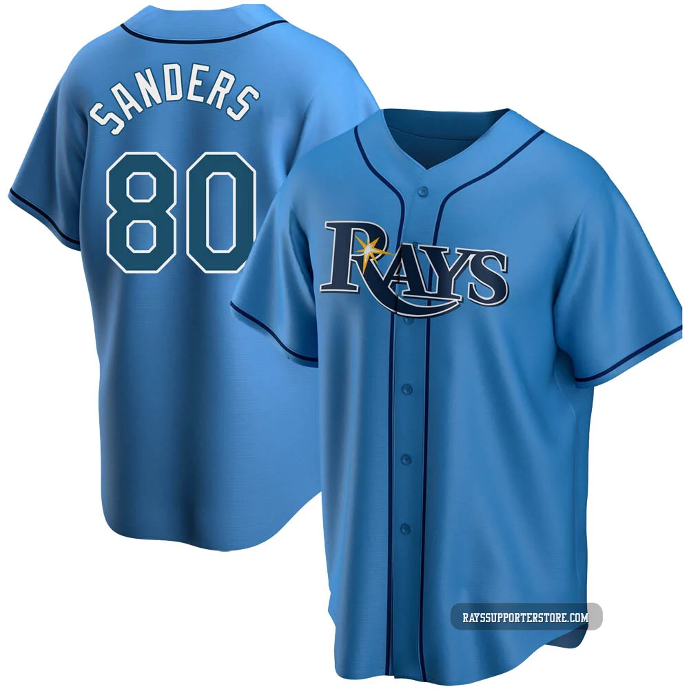 Tampa Bay Rays ＃80 Phoenix Sanders Men's Replica Alternate Jersey - Light Blue