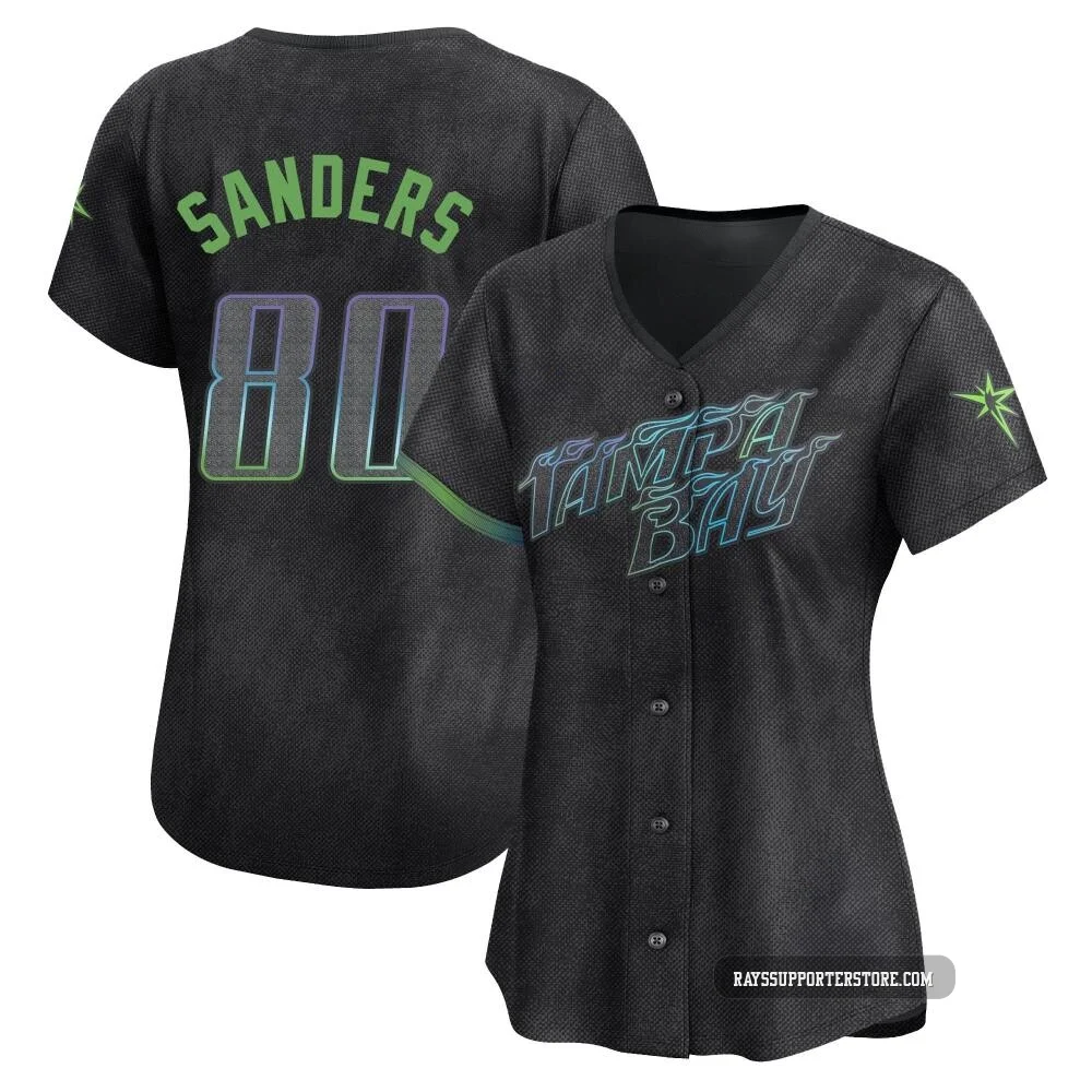 Tampa Bay Rays ＃80 Phoenix Sanders Women's Limited 2024 City Connect Jersey - Charcoal