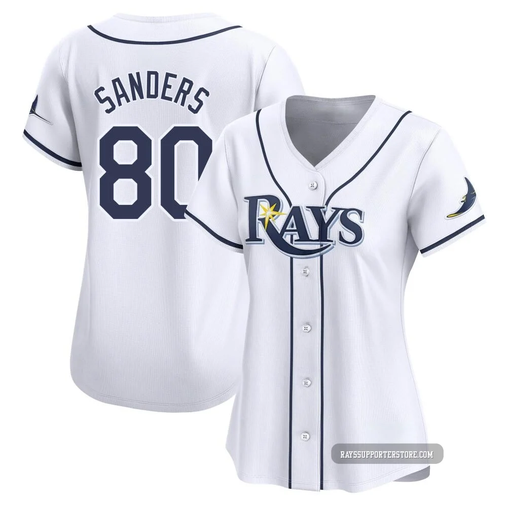 Tampa Bay Rays ＃80 Phoenix Sanders Women's Limited Home Jersey - White