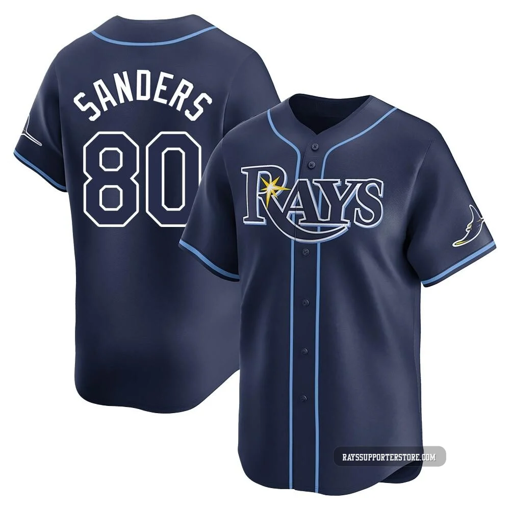 Tampa Bay Rays ＃80 Phoenix Sanders Youth Limited Away Jersey - Navy