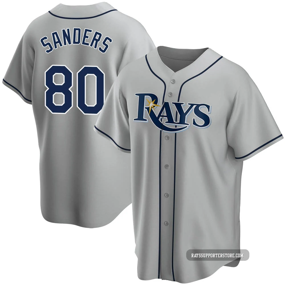 Tampa Bay Rays ＃80 Phoenix Sanders Youth Replica Road Jersey - Gray