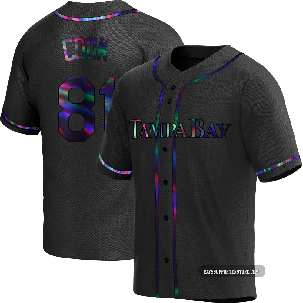 Tampa Bay Rays ＃81 Alexander Cook Men's Replica Holographic Alternate Jersey - Black