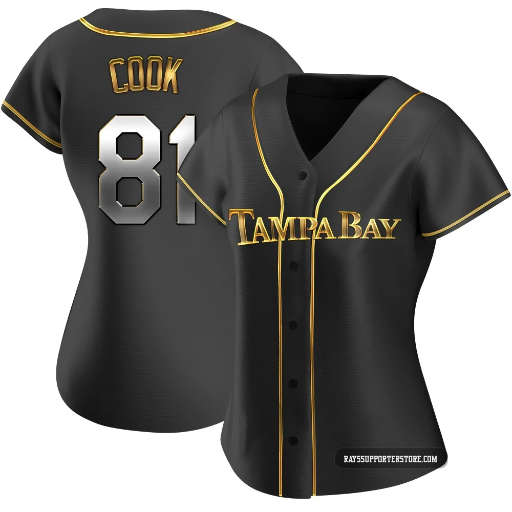 Tampa Bay Rays ＃81 Alexander Cook Women's Replica Black en Alternate Jersey - Gold