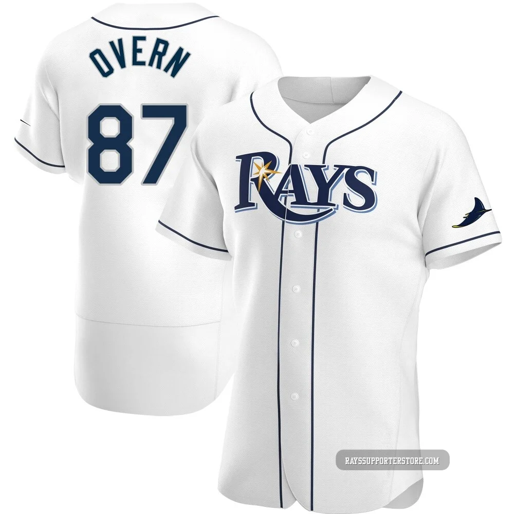 Tampa Bay Rays ＃87 Austin Overn Men's Authentic Home Jersey - White