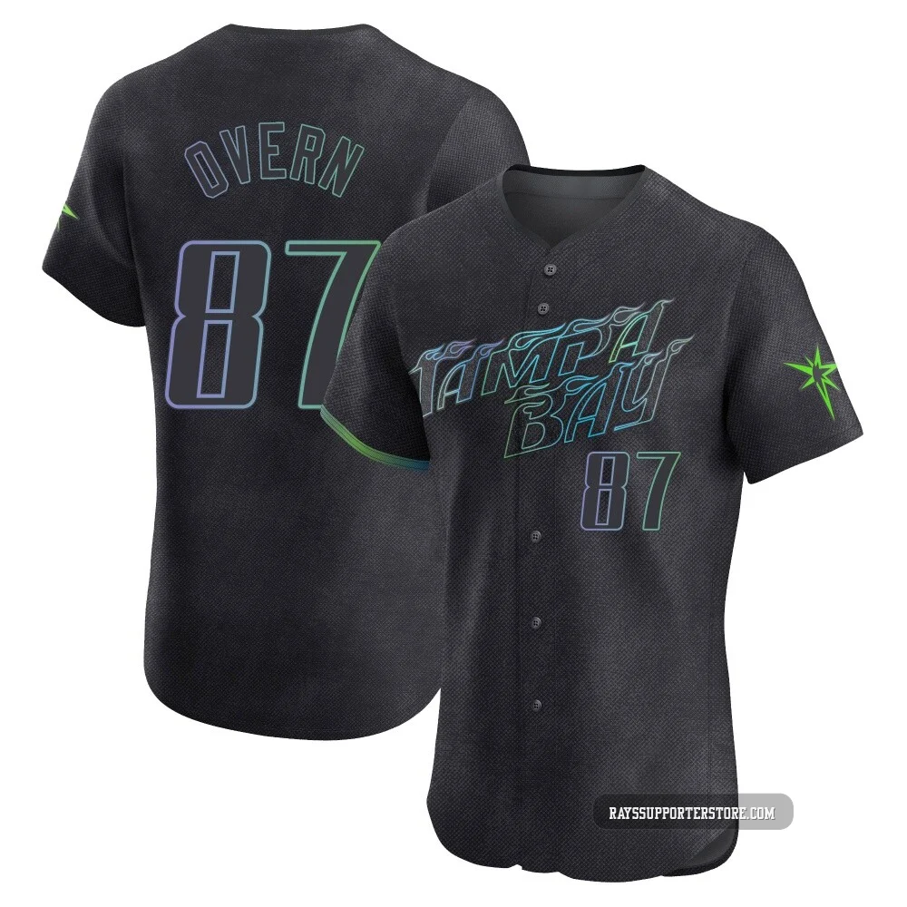 Tampa Bay Rays ＃87 Austin Overn Men's Elite 2024 City Connect Jersey - Charcoal