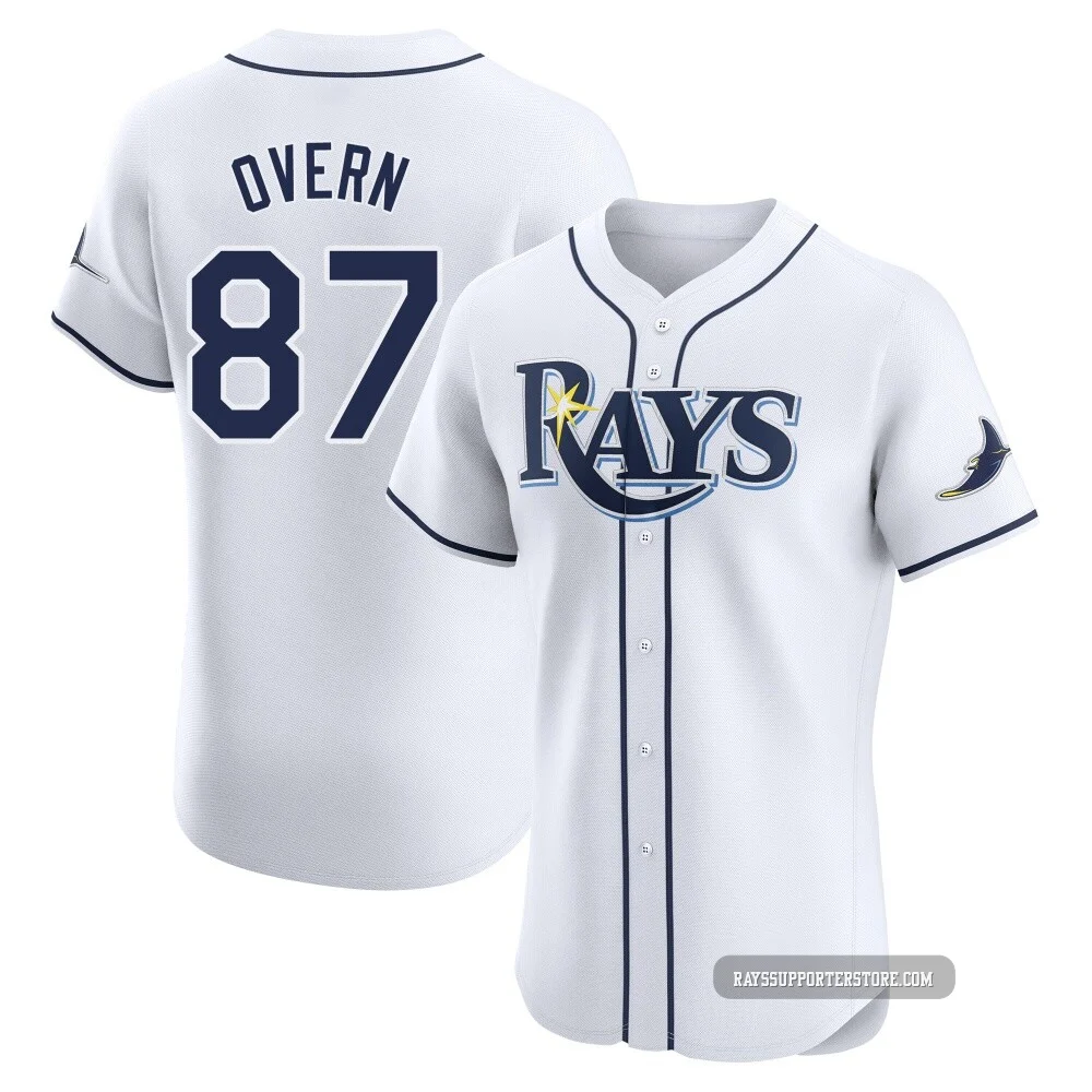 Tampa Bay Rays ＃87 Austin Overn Men's Elite Home Jersey - White