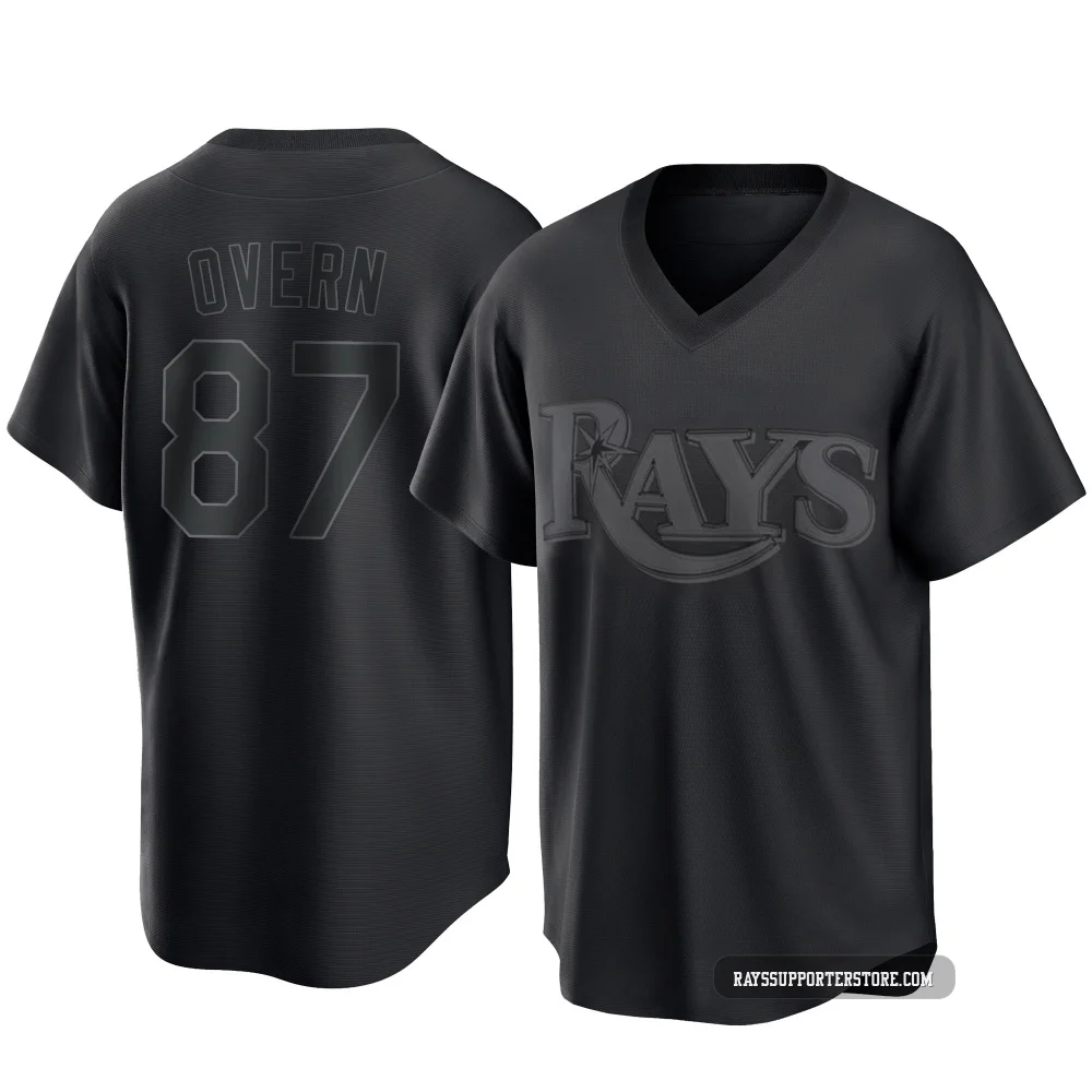 Tampa Bay Rays ＃87 Austin Overn Men's Replica Pitch Fashion Jersey - Black