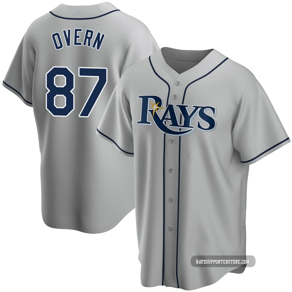 Tampa Bay Rays ＃87 Austin Overn Men's Replica Road Jersey - Gray