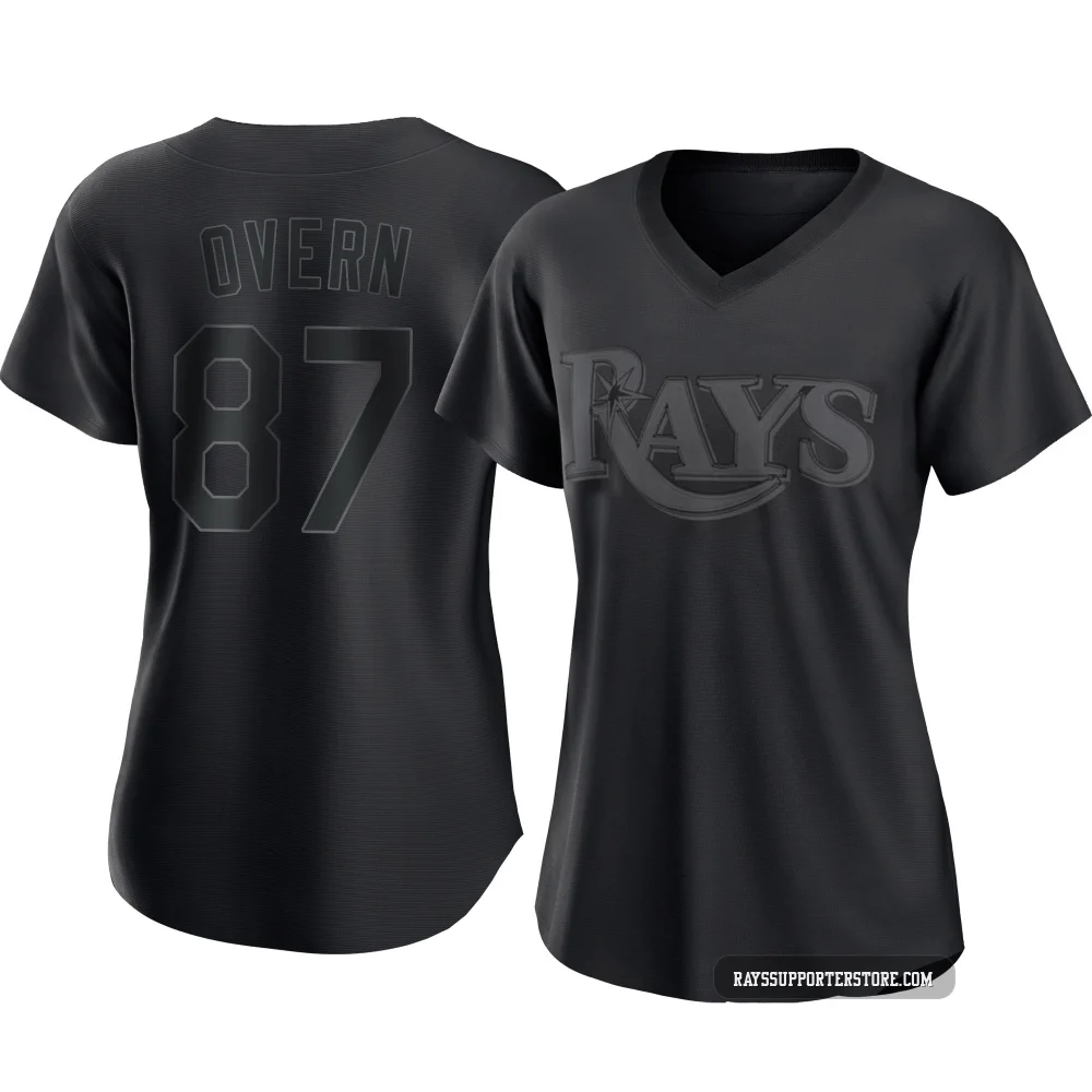 Tampa Bay Rays ＃87 Austin Overn Women's Authentic Pitch Fashion Jersey - Black