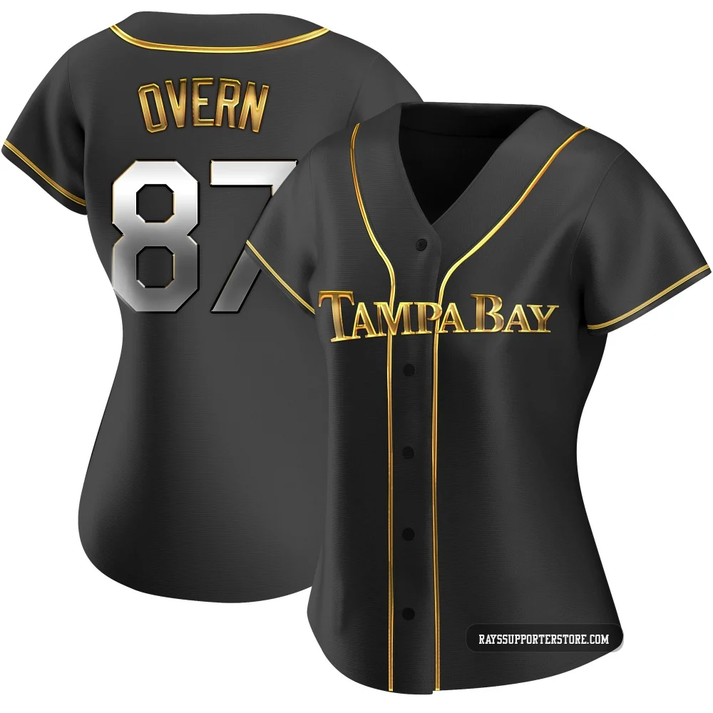 Tampa Bay Rays ＃87 Austin Overn Women's Replica Black en Alternate Jersey - Gold