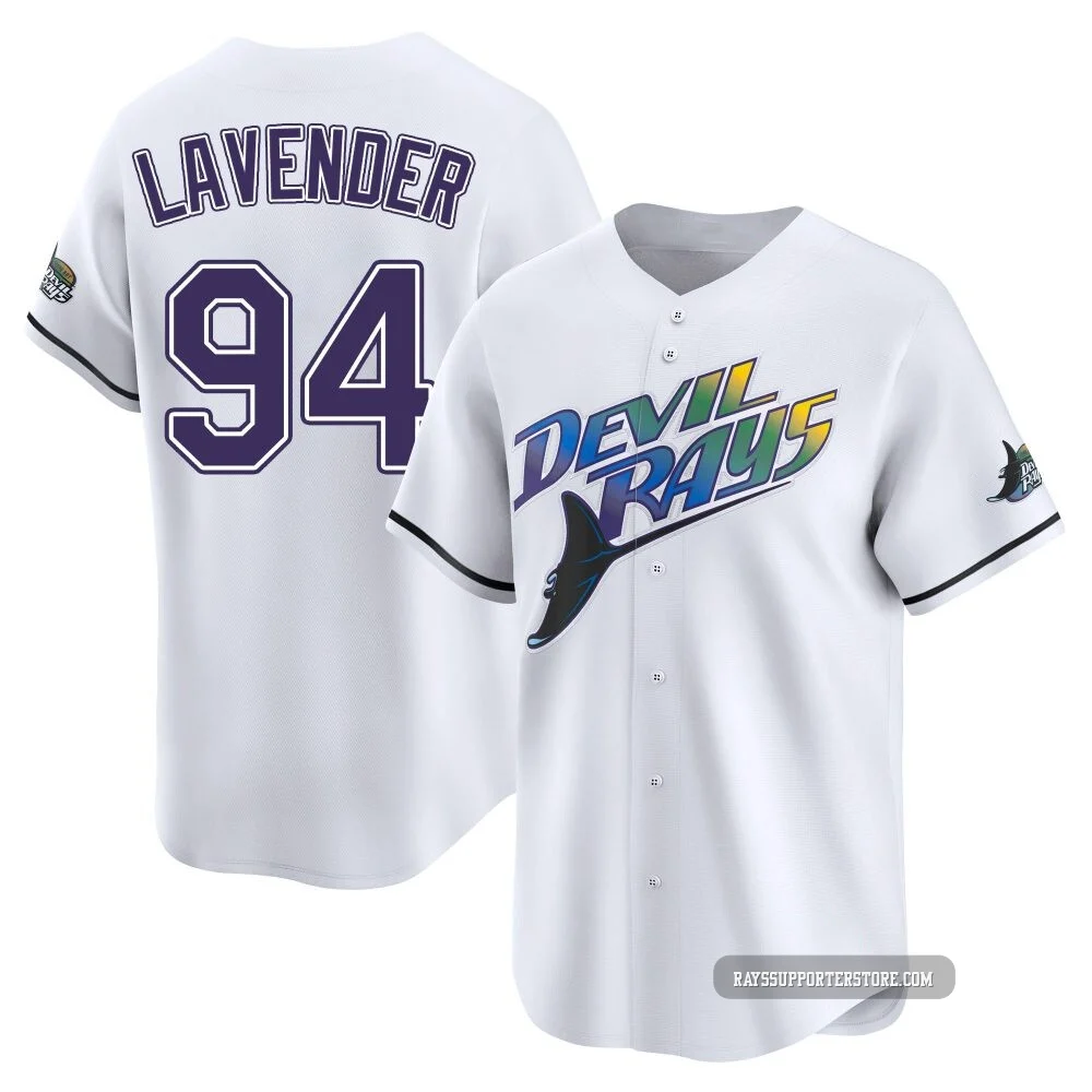 Tampa Bay Rays ＃94 Nathan Lavender Men's Limited Throwback Cooperstown Jersey - White