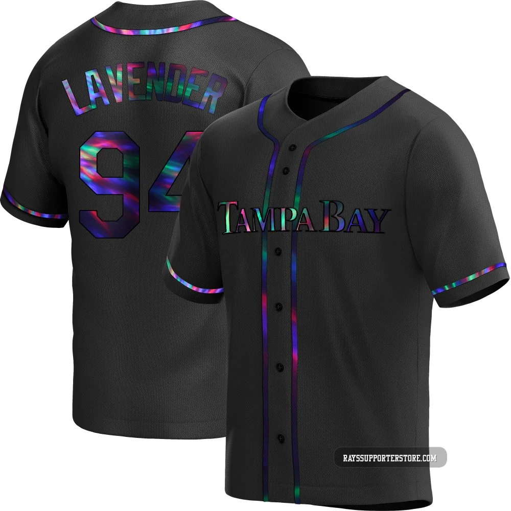Tampa Bay Rays ＃94 Nathan Lavender Men's Replica Holographic Alternate Jersey - Black